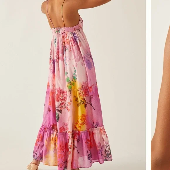 Anthropologie Pink Floral Maxi Dress - Picture 6 of 16